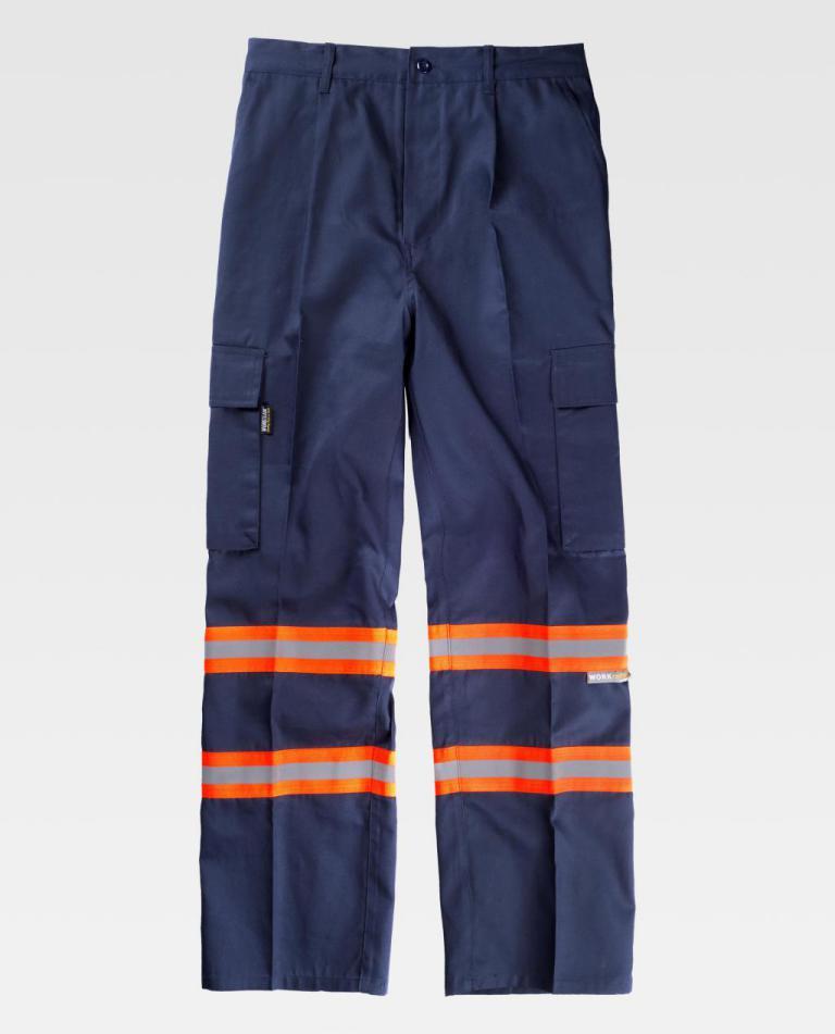Pantalón Workteam B1436 Marino / Naranja Flúor