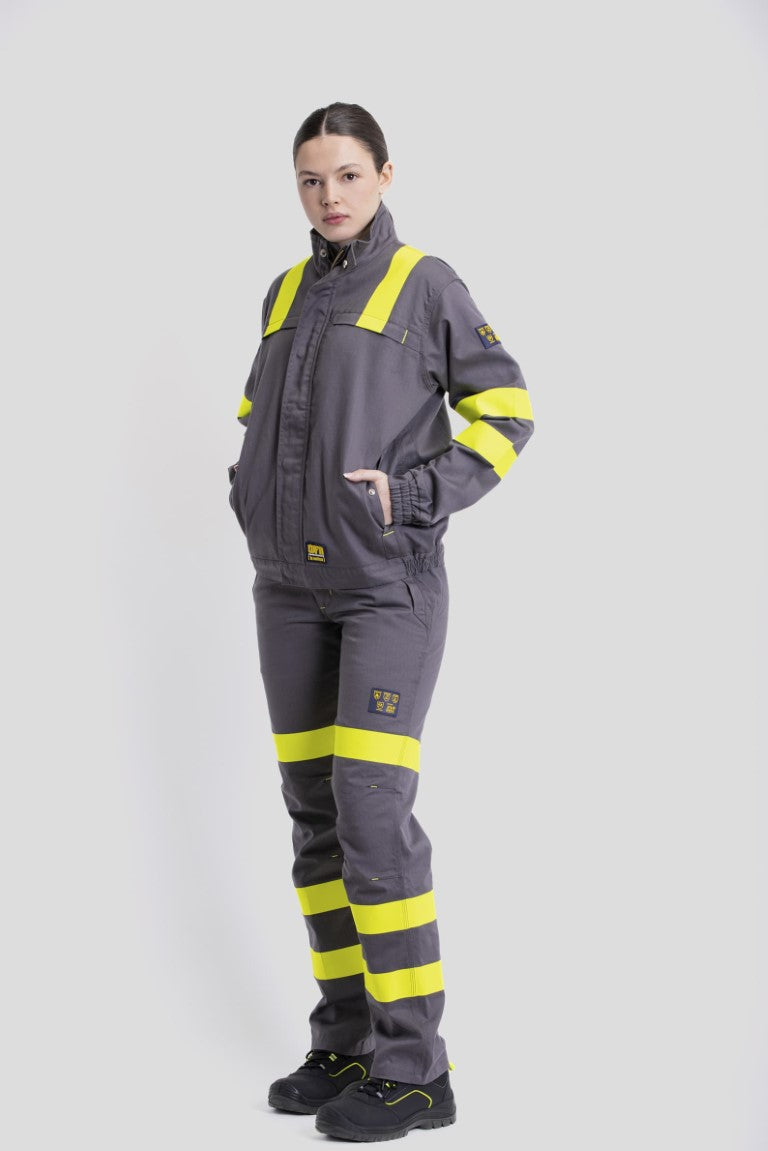Pantalón Workteam B1496 Gris / Amarillo Flúor