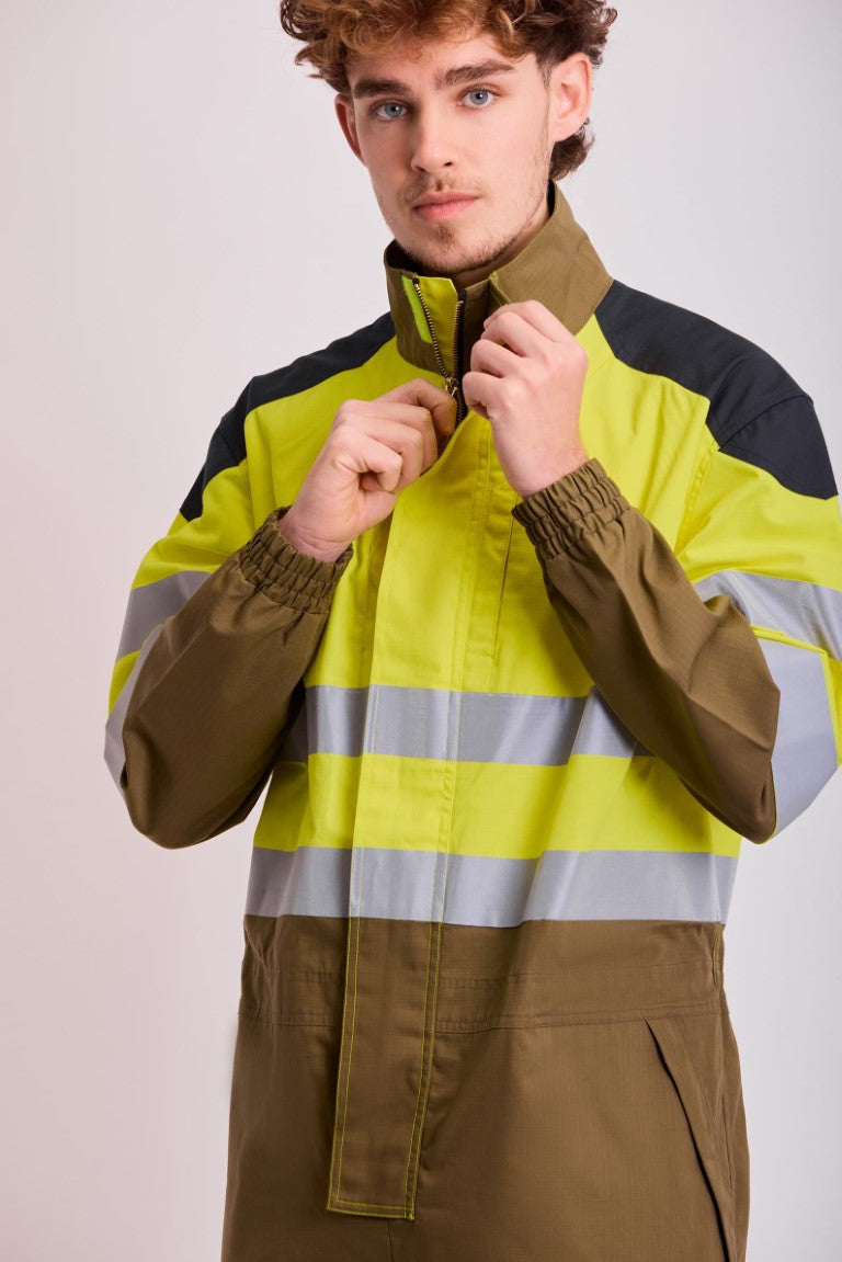 Buzo Workteam B5081 Verde Kaki / Amarillo AV / Gris Oscuro