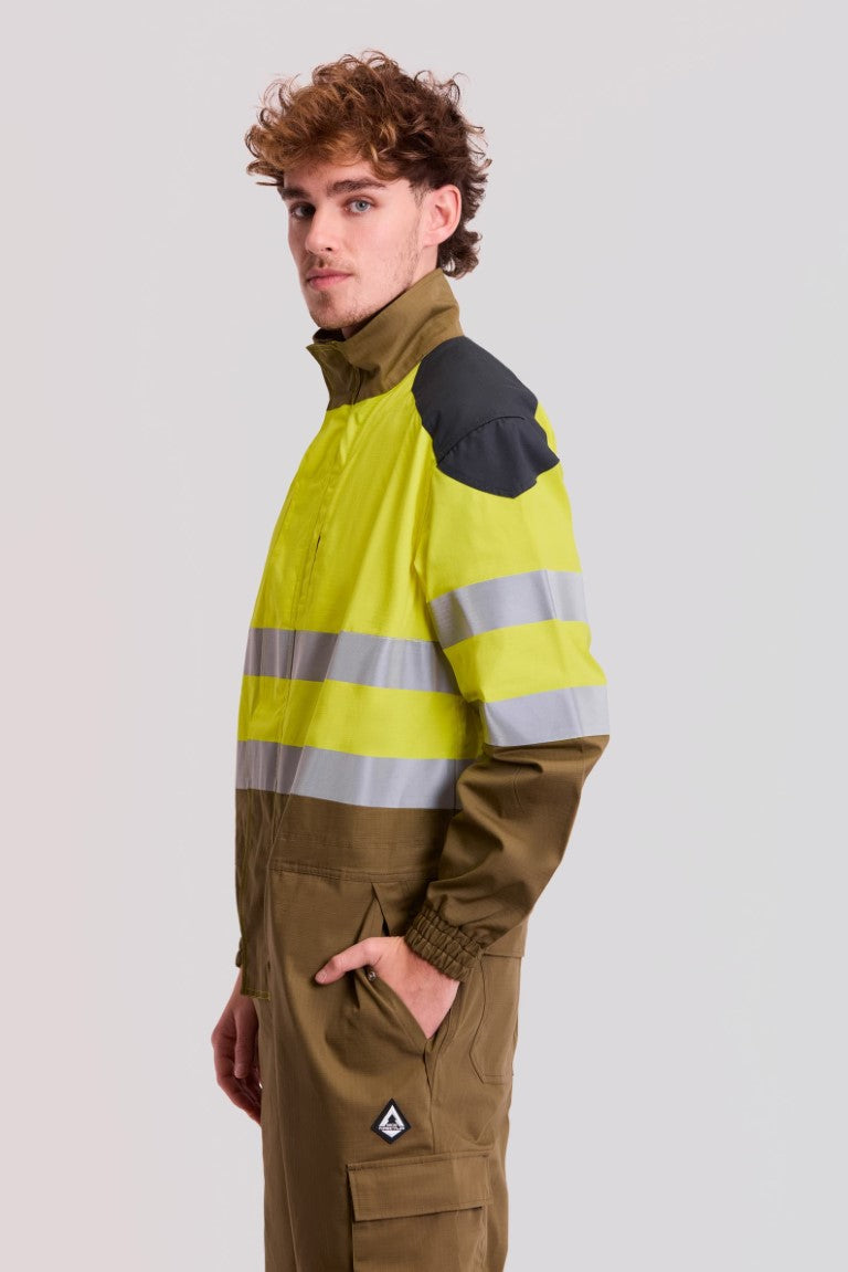 Buzo Workteam B5081 Verde Kaki / Amarillo AV / Gris Oscuro