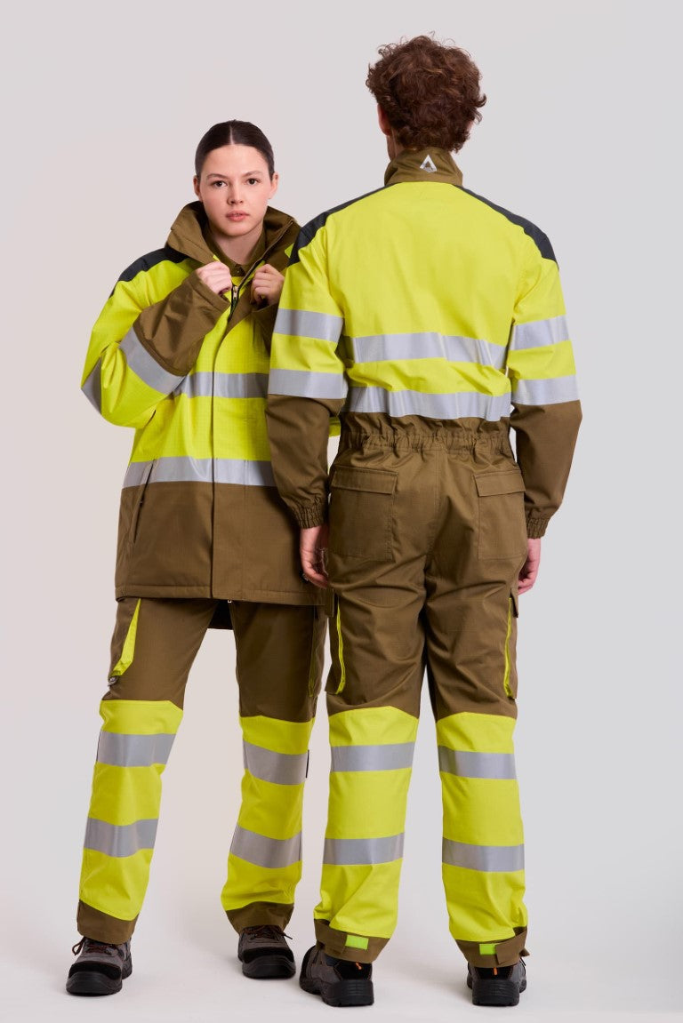 Buzo Workteam B5081 Verde Kaki / Amarillo AV / Gris Oscuro