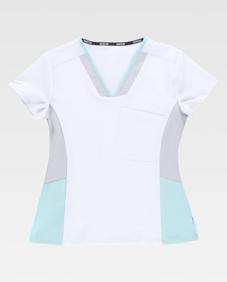 Casaca Workteam B6951 Blanco / Gris Claro / Turquesa Claro