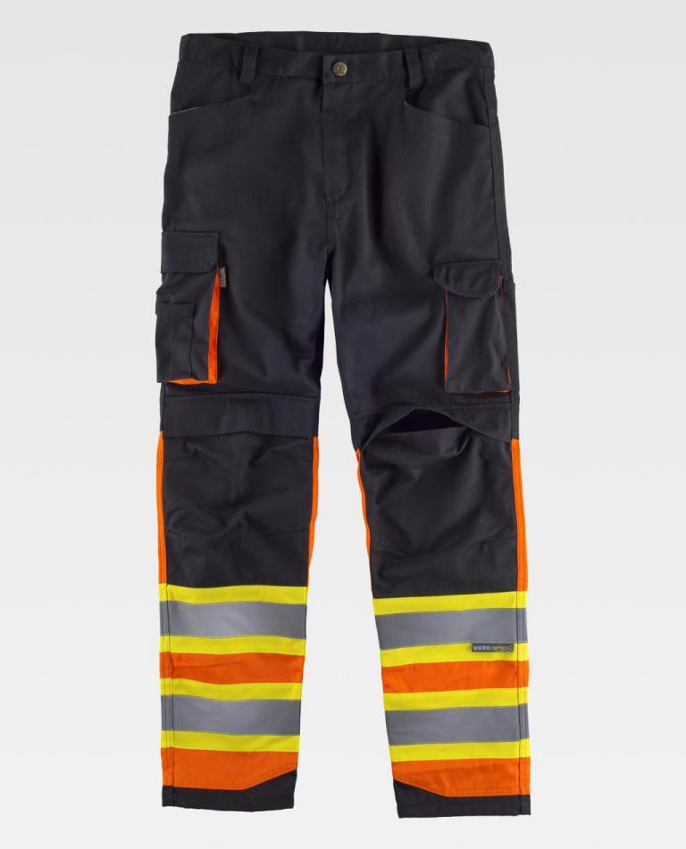 Pantalón Workteam C2618 Negro / Naranja Flúor