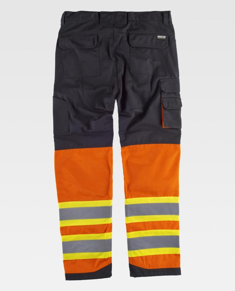 Pantalón Workteam C2618 Negro / Naranja Flúor