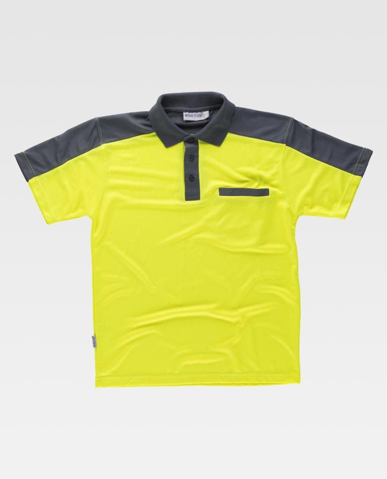 Polo Workteam C2805 Gris / Amarillo Flúor
