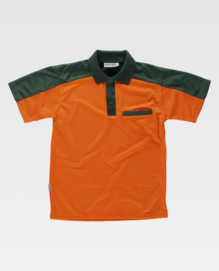 Polo Workteam C2805 Verde / Naranja Flúor