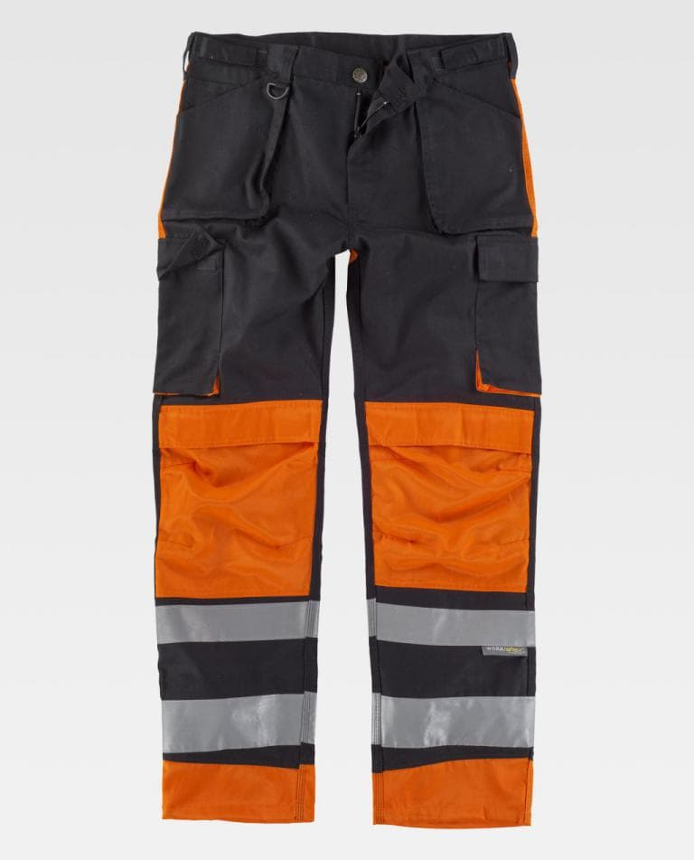 Pantalón Workteam C2914 Negro / Naranja Flúor