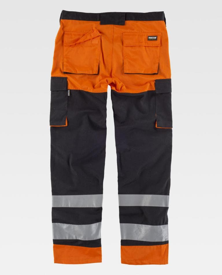 Pantalón Workteam C2914 Negro / Naranja Flúor