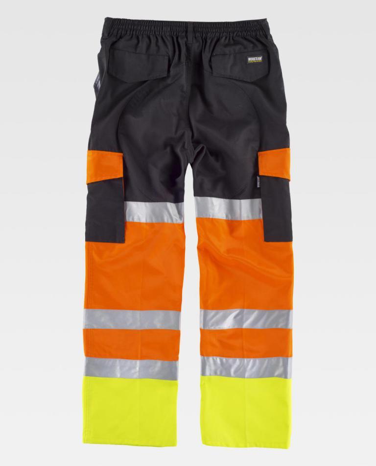 Pantalón Workteam C3216 Negro / Naranja AV / Amarillo AV