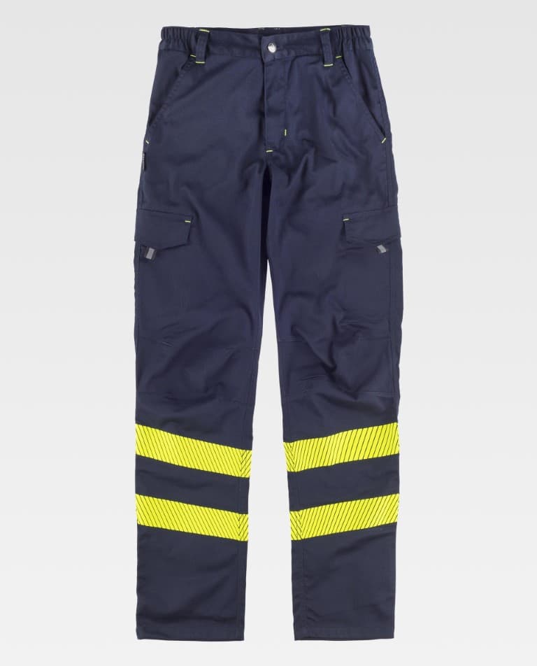Pantalón Workteam C3223 Marino / Amarillo Flúor