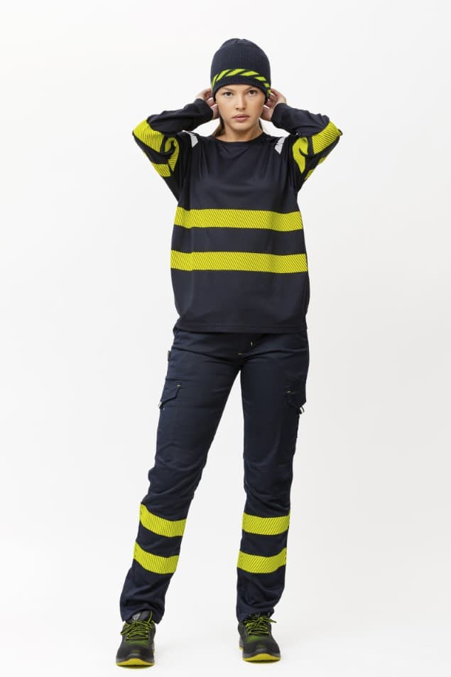 Pantalón Workteam C3223 Marino / Amarillo Flúor