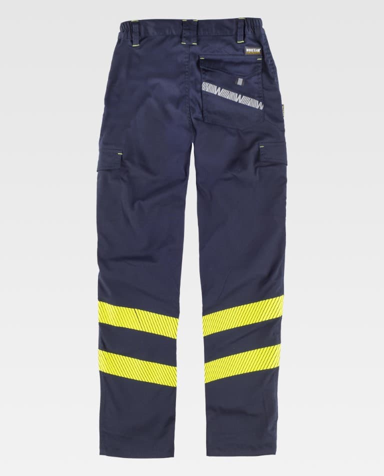 Pantalón Workteam C3223 Marino / Amarillo Flúor