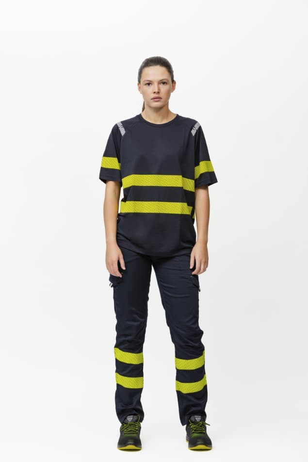 Pantalón Workteam C3223 Marino / Amarillo Flúor