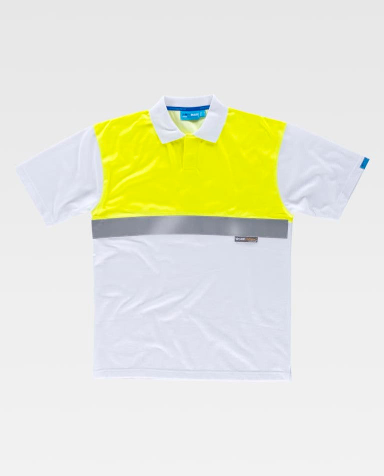 Polo Workteam C3441 Blanco / Amarillo Flúor