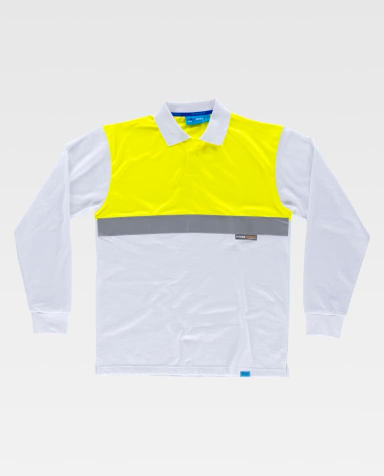 Polo Workteam C3443 Blanco / Amarillo Flúor