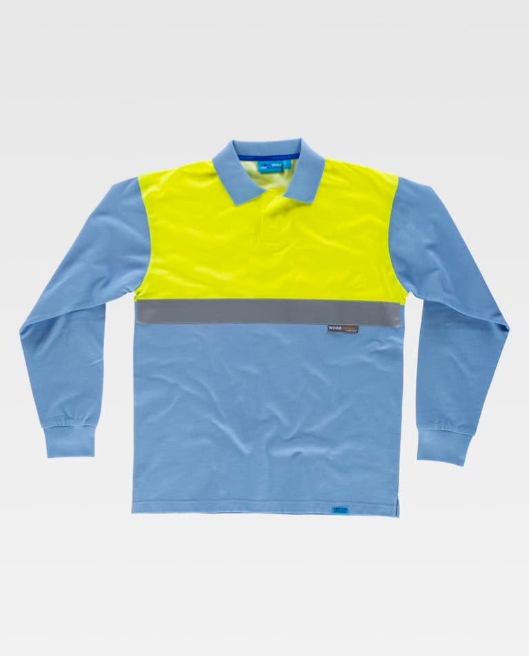 Polo Workteam C3443 Celeste / Amarillo Flúor