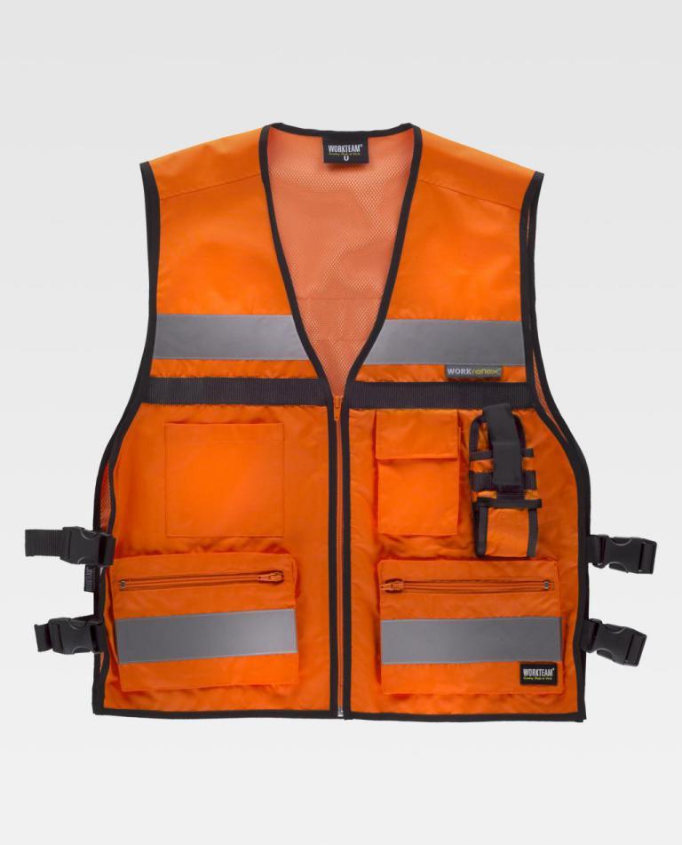 Chaleco Workteam C3601 Naranja Flúor
