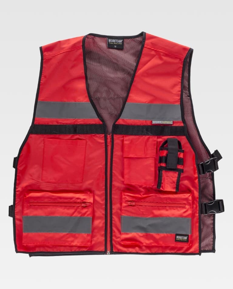 Chaleco Workteam C3601 Rojo Flúor