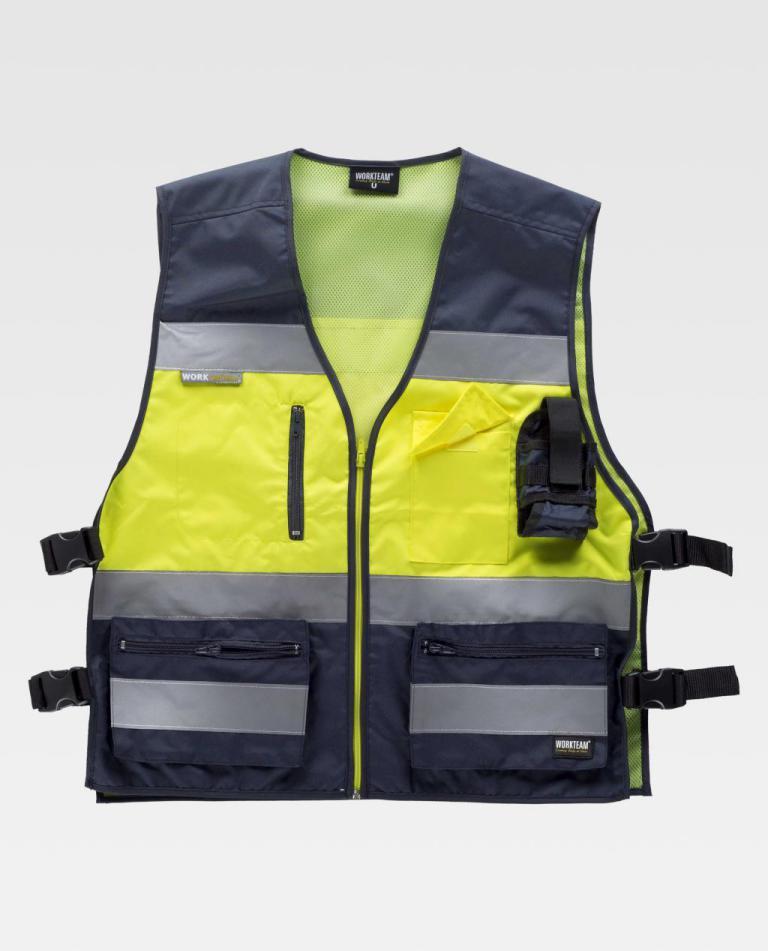 Chaleco Workteam C3602 Marino / Amarillo Flúor