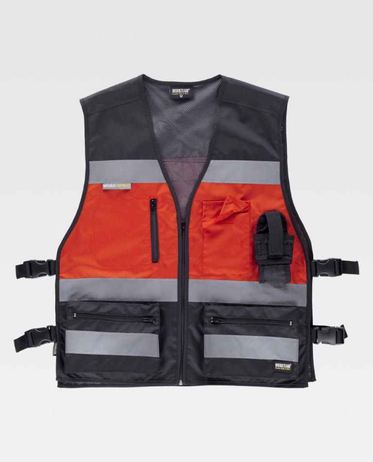 Chaleco Workteam C3602 Negro / Rojo