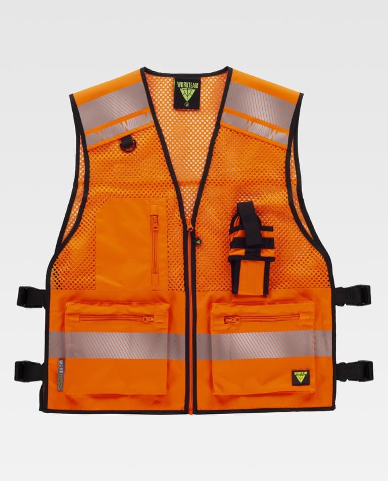 Chaleco Workteam C3604 Naranja Flúor