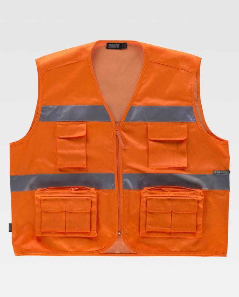 Chaleco Workteam C3647 Naranja Flúor