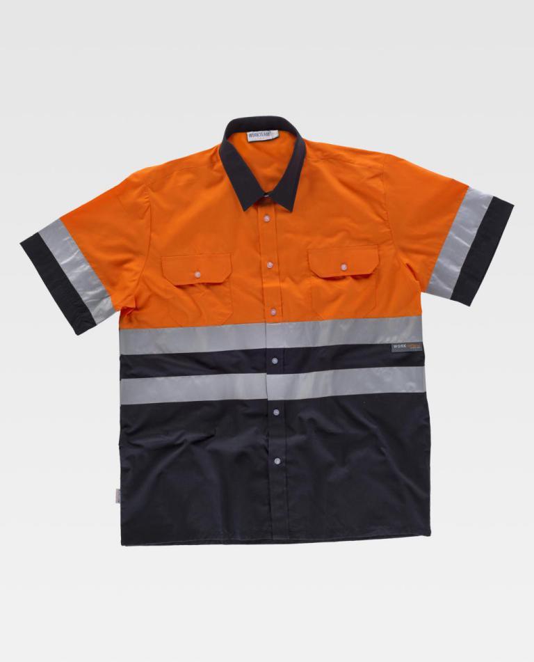 Camisa Workteam C3811 Marino / Naranja Flúor