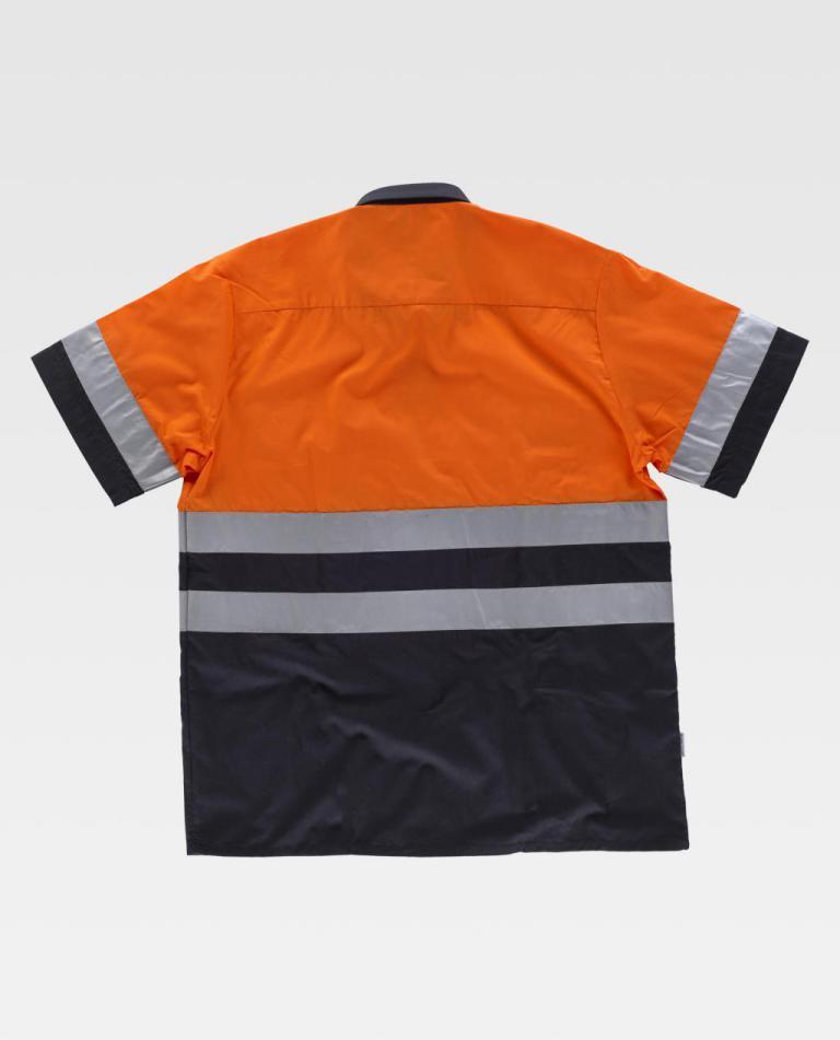 Camisa Workteam C3811 Marino / Naranja Flúor