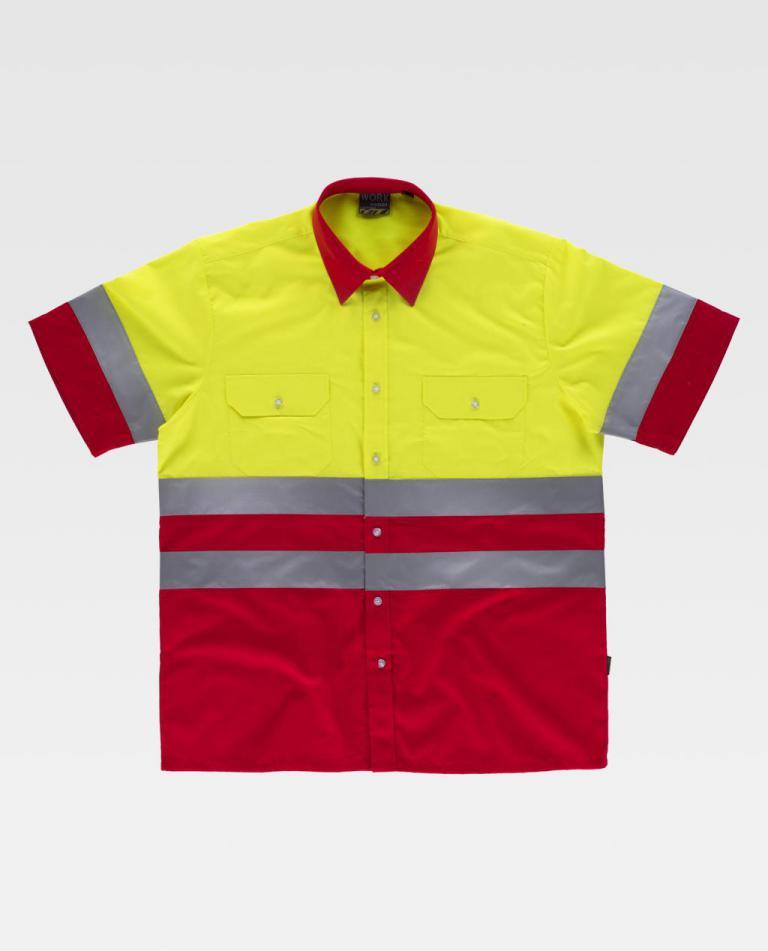 Camisa Workteam C3812 Rojo / Amarillo Flúor