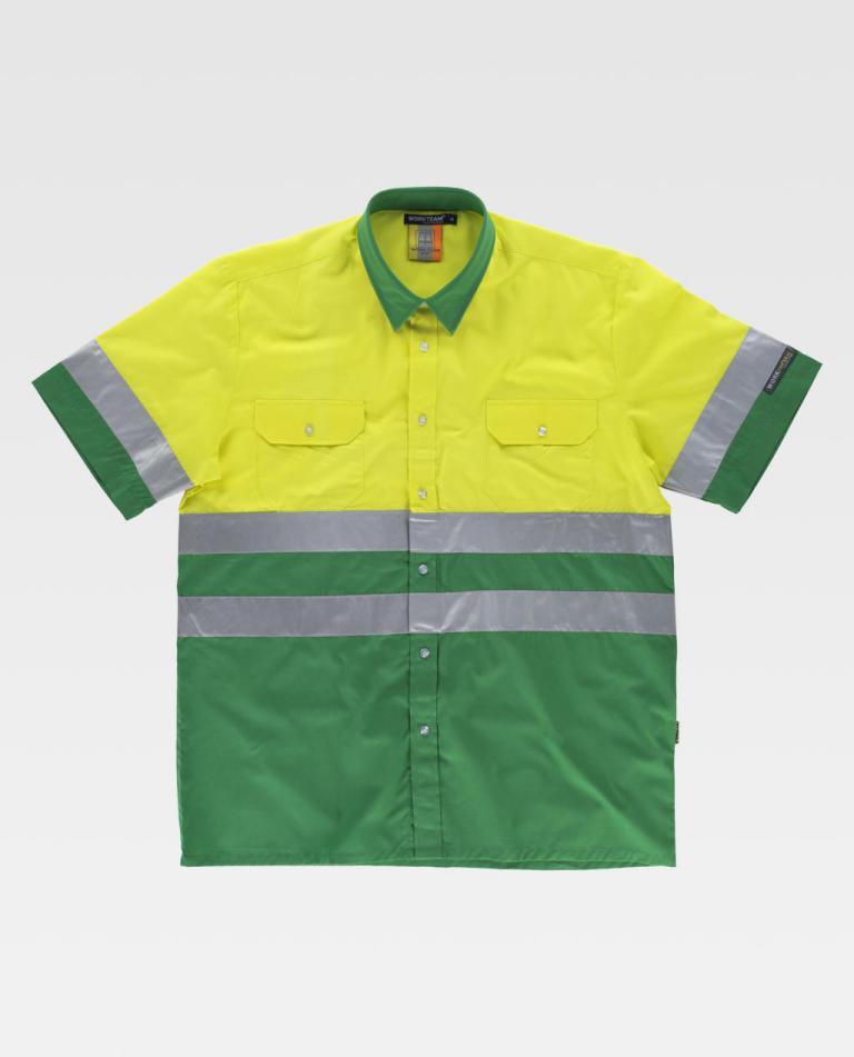 Camisa Workteam C3812 Verde / Amarillo Flúor