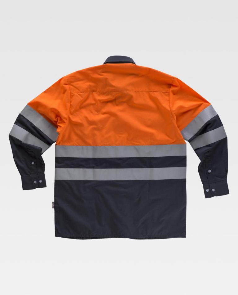 Camisa Workteam C3813 Marino / Naranja Flúor