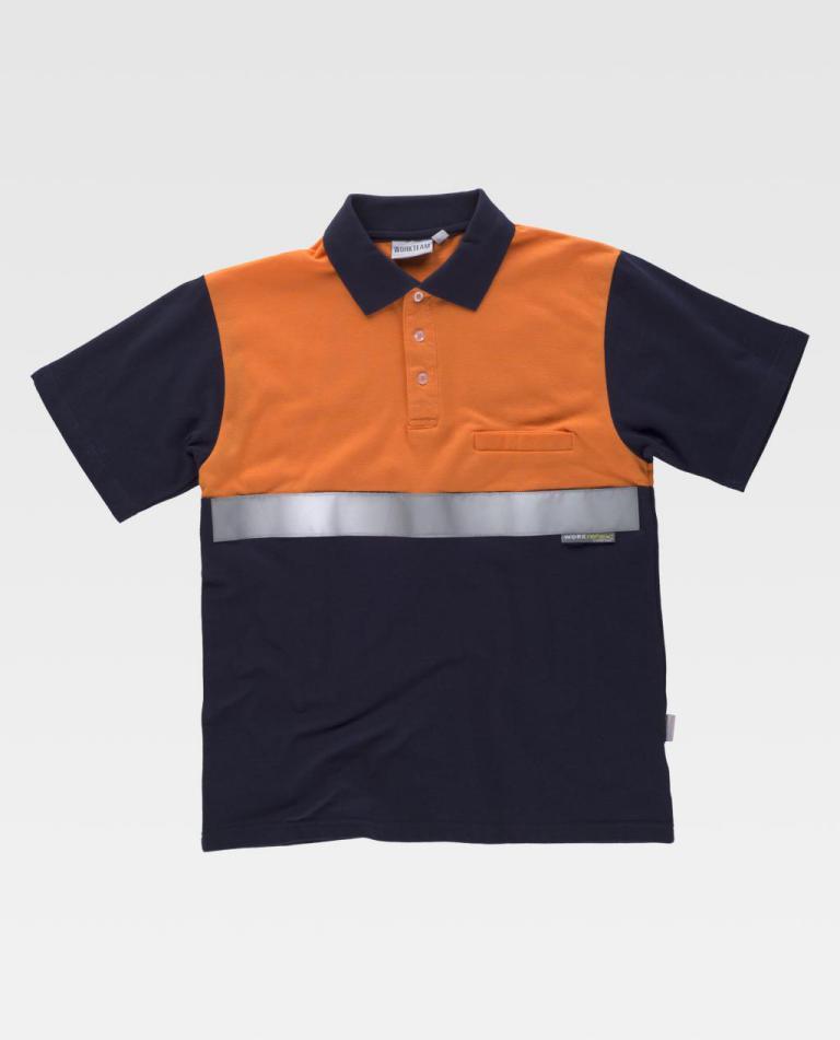 Polo Workteam C3841 Marino / Naranja Flúor