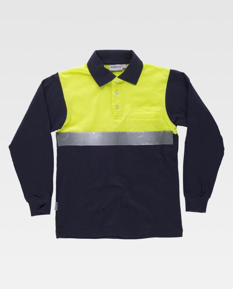 Polo Workteam C3843 Marino / Amarillo Flúor