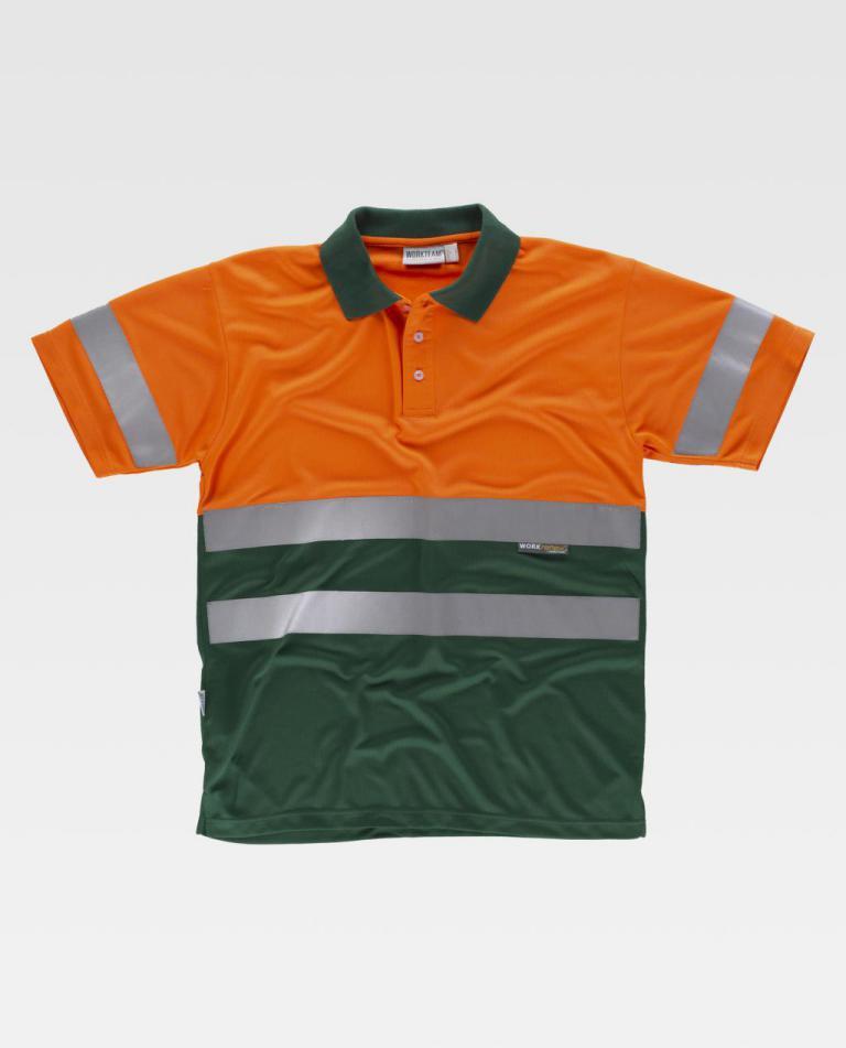 Polo Workteam C3860 Naranja AV / Verde Oscuro