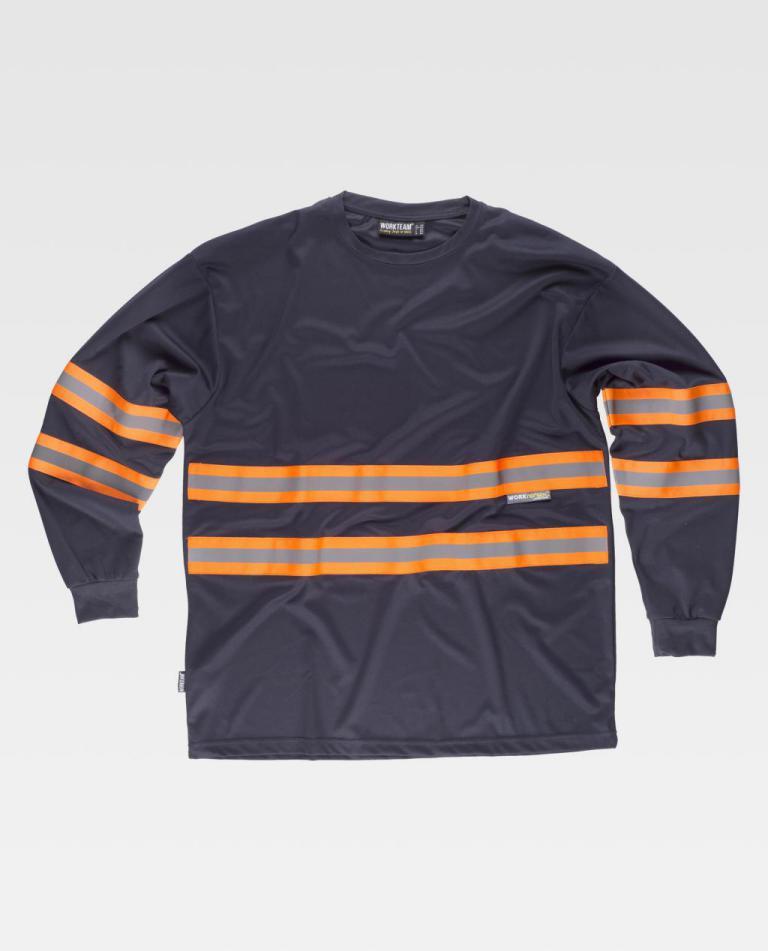 Camiseta Workteam C3937 Marino / Naranja Flúor