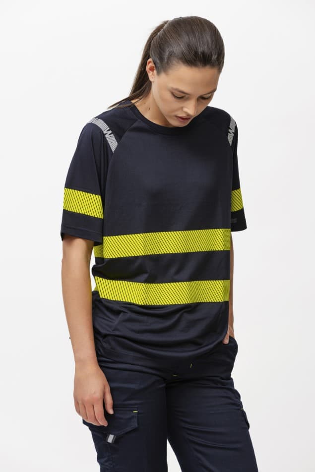 Camiseta Workteam C3978 Marino / Amarillo Flúor