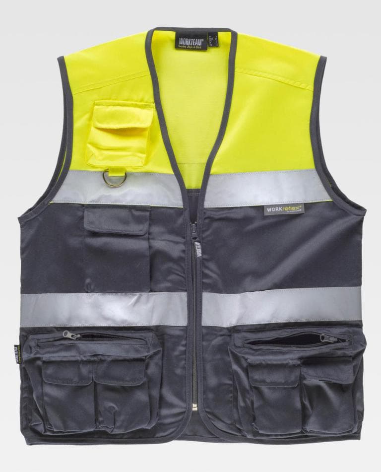 Chaleco Workteam C4010 Gris / Amarillo Flúor