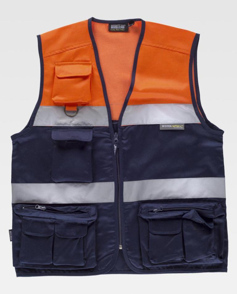 Chaleco Workteam C4010 Marino / Naranja Flúor
