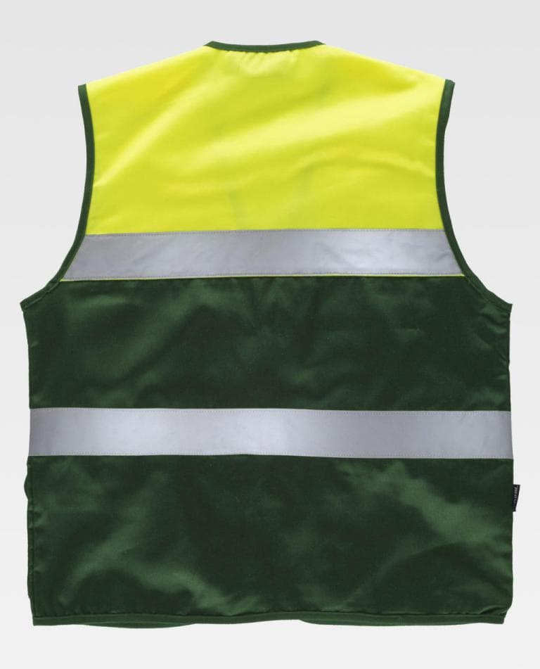 Chaleco Workteam C4010 Verde Oscuro / Amarillo Flúor