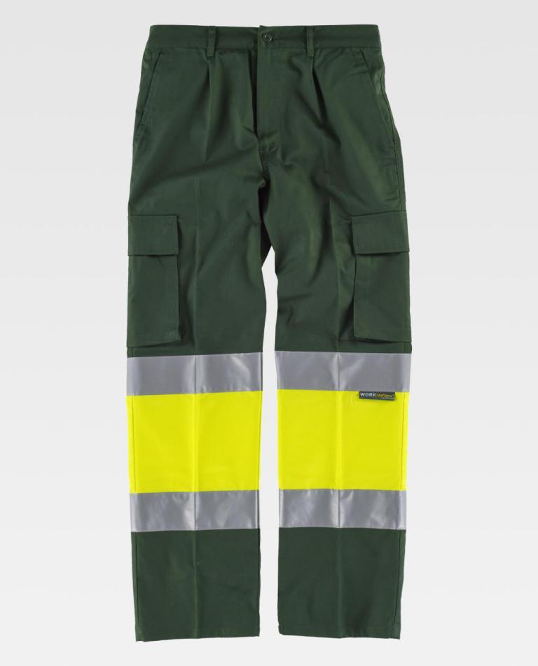 Pantalón Workteam C4018 Verde Oscuro / Amarillo AV
