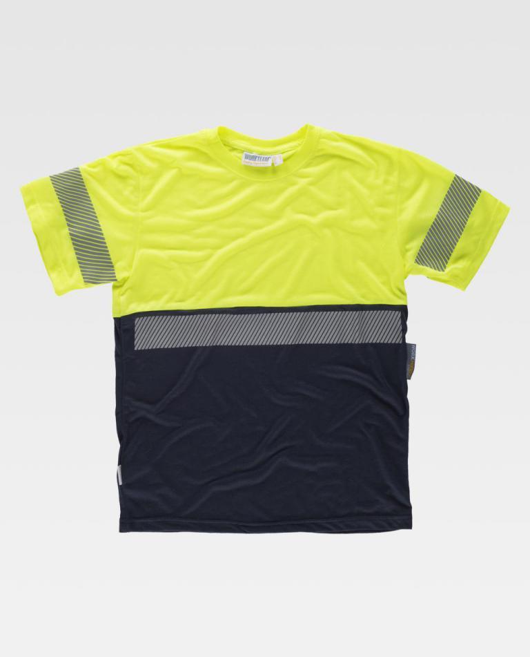 Camiseta Workteam C6030 Marino / Amarillo Flúor