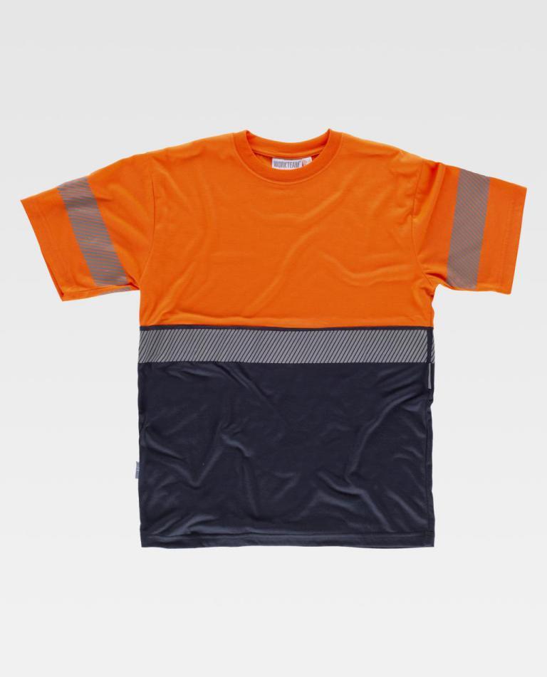 Camiseta Workteam C6030 Marino / Naranja Flúor