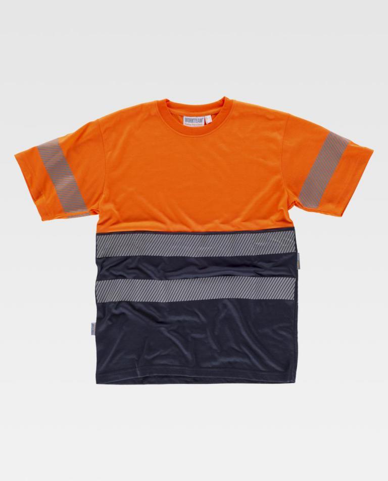 Camiseta Workteam C6040 Marino / Naranja Flúor