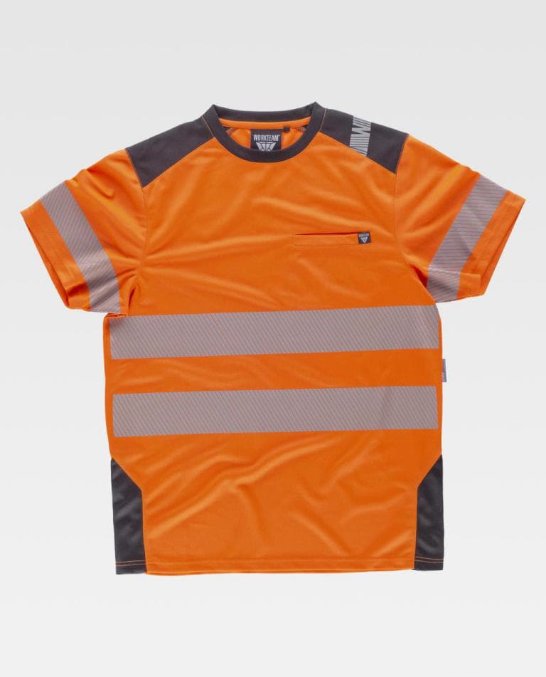 Camiseta Workteam C9241 Naranja AV / Gris Oscuro