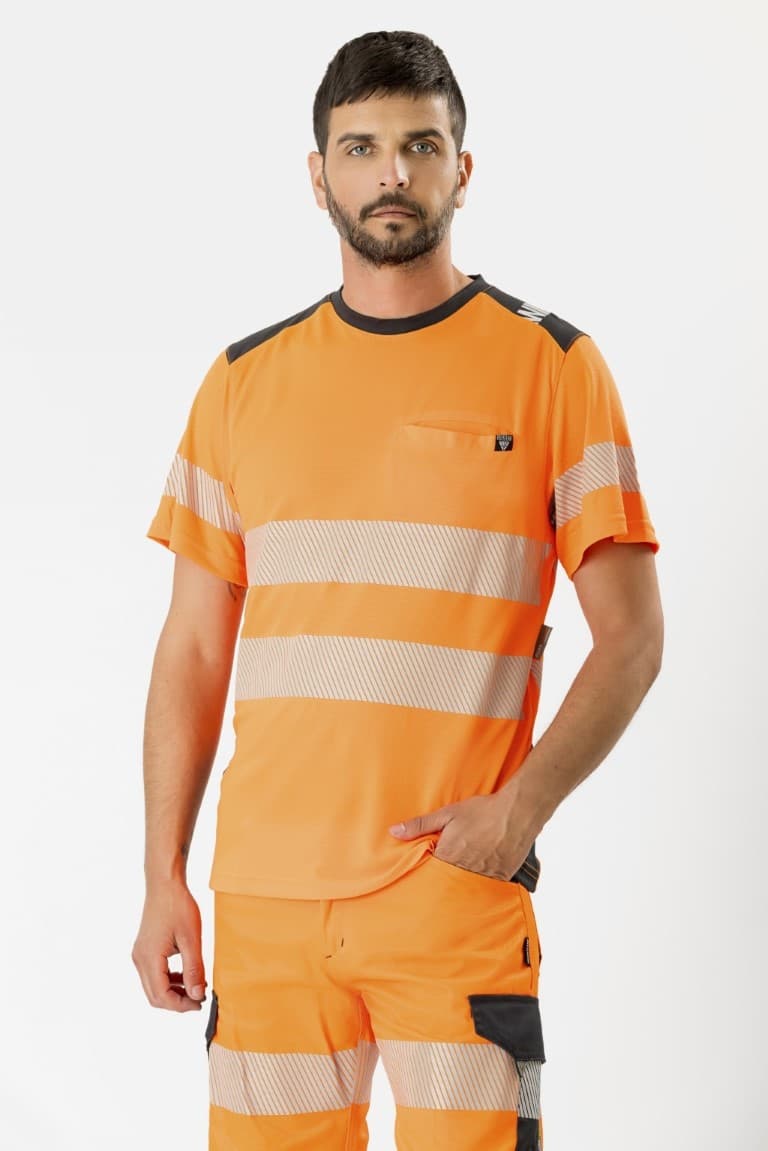 Camiseta Workteam C9241 Naranja AV / Gris Oscuro