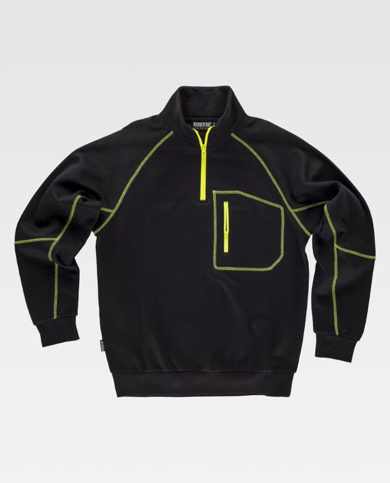 Sudadera Workteam C9800 Negro / Amarillo Flúor