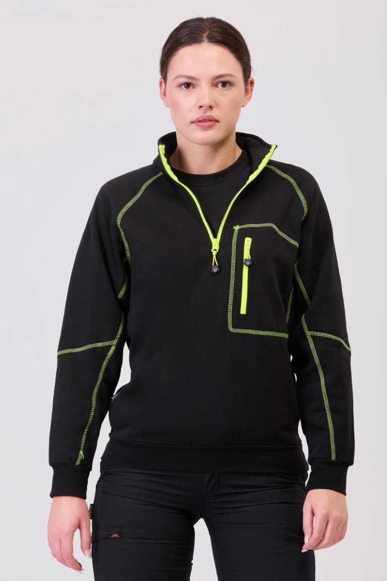 Sudadera Workteam C9800 Negro / Amarillo Flúor