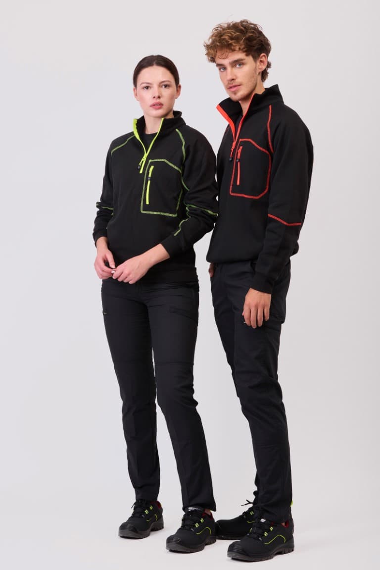 Sudadera Workteam C9800 Negro / Amarillo Flúor