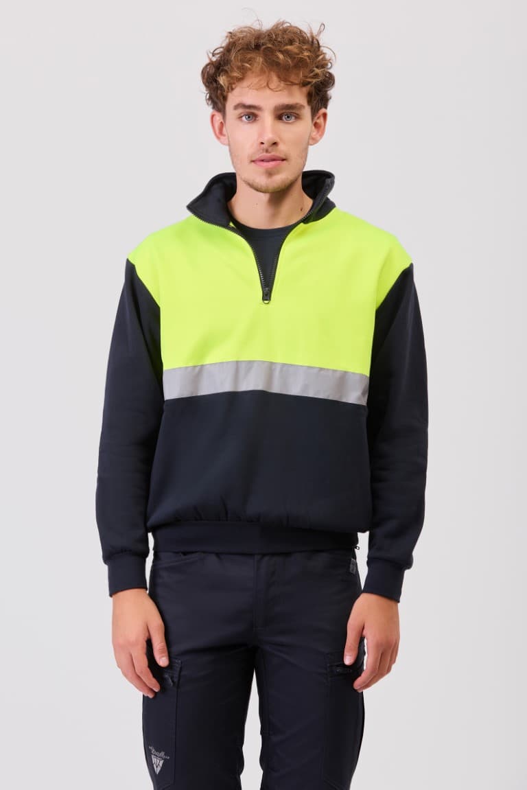 Sudadera Workteam C9841 Marino / Amarillo Flúor
