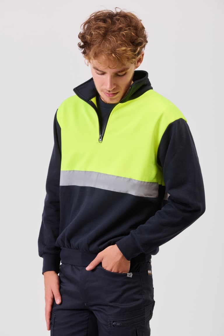 Sudadera Workteam C9841 Marino / Amarillo Flúor
